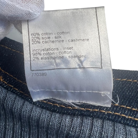 CHANEL CC BLUE DENIM TOP TRIMMED V NECK VEST TANK TOP 2007 (FR42 | LARGE) - Picture 8 of 8